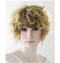 2015 New Short Wavy Blonde Real Hair Wigs