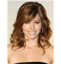 Capless 2015 New Medium Wavy Brown Indian Remy Hair Graceful Wigs