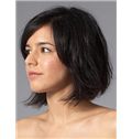 Cute Short Wavy Black Indian Remy Hair Party Wigs