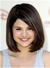 Lustrous Short Straight Sepia Remy Capless Party Wigs