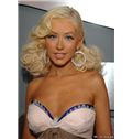 Medium Wavy Blonde Remy Full Lace Party Wigs