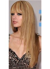 Custom Capless Super Charming Long Straight Blonde Indian Remy Hair Wigs