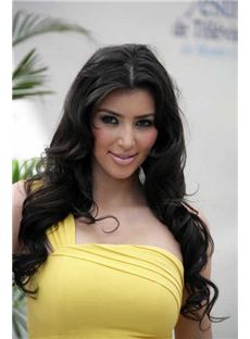 High Heated Long Wavy Black Lace Front Wigs