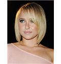 100% Human Hair Blonde Short Straight Full Lace Wigs approximate 12 Inch
