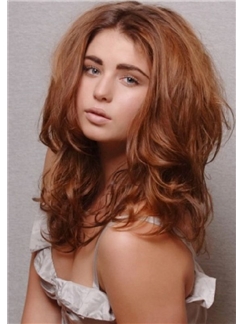 Medium Brown 100% Human Hair Wavy Full Lace Wigs