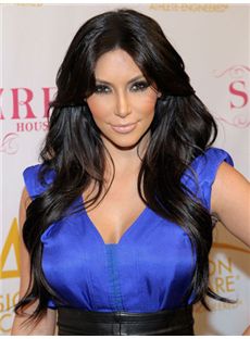 Gracefull Long Black Lace Front Celebrity Hairstyle