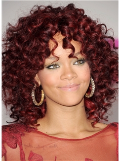 Outstanding Medium Red Lace Front Celebrity Hairstyle