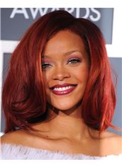 Chic Medium Red Lace Front Celebrity Hairstyle