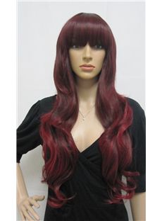 Sparkling Capless Long Synthetic Hair Red Wavy Cheap 