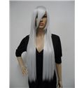 Fashionable Capless Long Synthetic Hair White Straight Cheap Costume Wigs