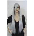 Fashionable Capless Long Synthetic Hair White Straight Cheap Costume Wigs