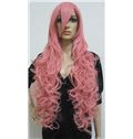 Affordable Capless Long Synthetic Hair Pink Wavy Cheap Costume Wigs