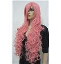 Affordable Capless Long Synthetic Hair Pink Wavy Cheap Costume Wigs