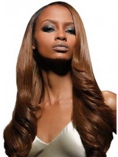 Sweet Long Wavy Brown African American Lace Front Wigs for Women