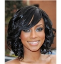 Cheap Medium Wavy Black African American Lace Front Wigs for Women