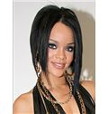 Fashionable Medium Straight Black African American Full Lace Wigs for Women