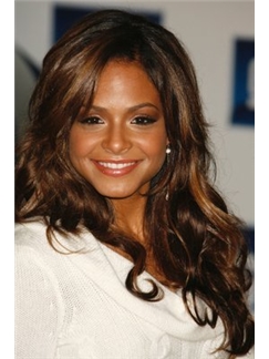 Soft Long Wavy Brown African American Full Lace Wigs for Women