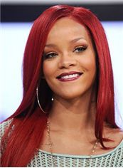 Exquisite Long Straight Red African American Lace Front Wigs for Women