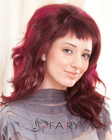 Top-rated Full Lace Medium Wavy Red Remy Hair Wig