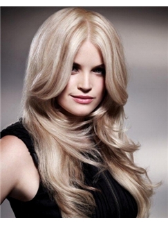 Sexy Full Lace Long Wavy Blonde Remy Hair Wig