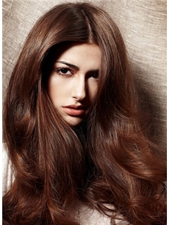 100% Human Hair Brown Long Online Wigs 22 Inch