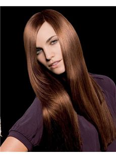 Exquisite Full Lace Long Brown Straight Remy Hair Wig