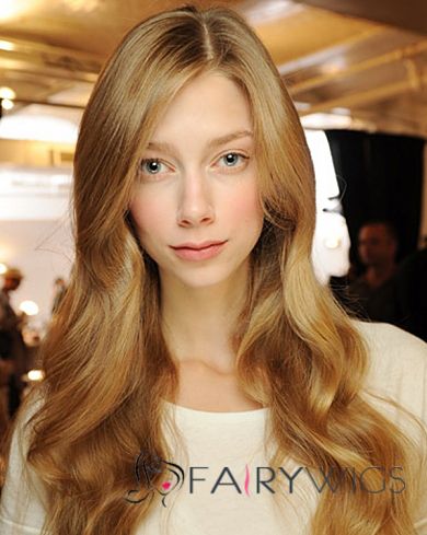 Lustrous Full Lace Long Wavy Blonde Top Remy Hair Wig