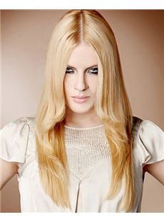 Sweet Full Lace Long Wavy Blonde Remy Hair Wig