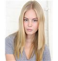 Charming Full Lace Medium Straight Blonde Remy Hair Wig