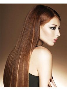 Exquisite Full Lace Long Straight Brown Remy Hair Wig