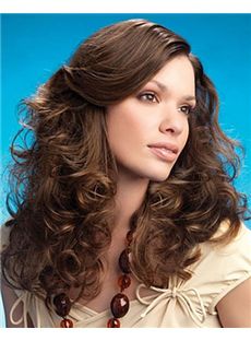 Modern Lace Front Medium Brown Wavy Remy Hair Wig