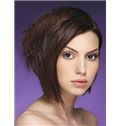 European Style Full Lace Short Wavy Brown Remy Hair Wig