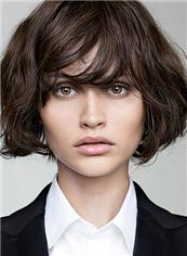 Sexy Capless Short Wavy Black Indian Remy Hair Wig