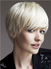 Lace Front Short Straight Concise Blonde Top Quality High Heated Fiber Hair Wig