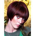 Concise Short Straight Brown Remy Human Hair Wigs 8 Inch