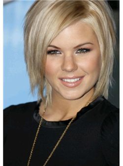 Sweet Lace Front Short Straight Blonde Top Quality High Heated Fiber Hair Wig