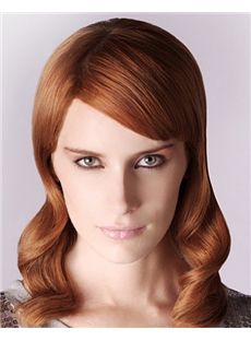 Best Full Lace Medium Wavy Red Indian Remy Hair Wig