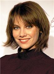 Gracefull Capless Short Wavy Brown Indian Remy Hair Wig