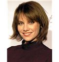Gracefull Capless Short Wavy Brown Indian Remy Hair Wig