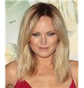 Attractive Full Lace Medium Straight Blonde Remy Hair Wig