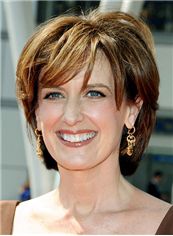 Lovely Full Lace Short Wavy Brown Remy Hair Wig