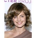 Graceful Full Lace Short Wavy Brown Remy Hair Wig