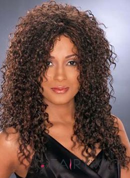 Concise Long Curly Brown African American Lace Wigs for Women