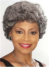 New Impressive Short Wavy Gray African American Full Lace Wigs for Women 8 Inch