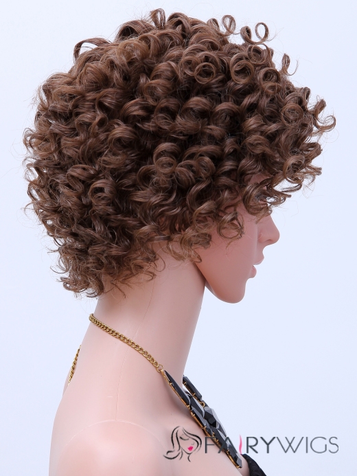Chic Short Curly Sepia African American Wigs for Women 10 Inch
