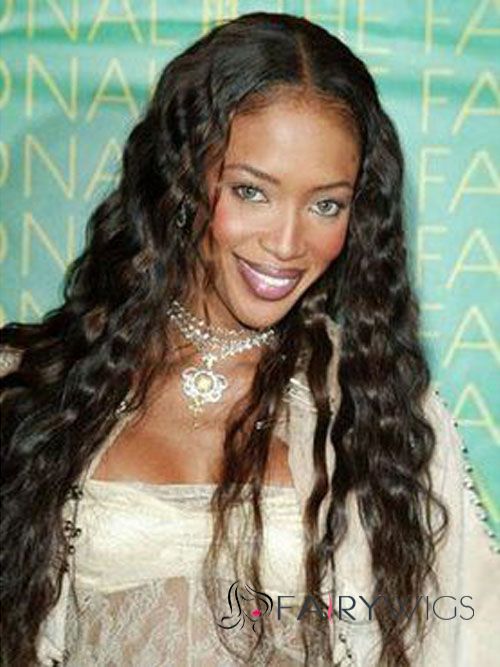 European Style Long 24 Inch Wavy Sepia African American Lace Wigs for Women