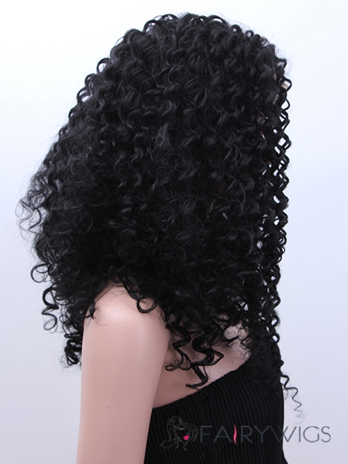 Stylish Long 22 Inch Curly Black African American Lace Wigs for Women
