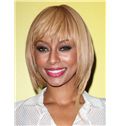 Concise Medium Straight Blonde African American Wigs for Women