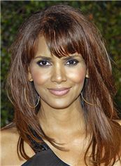Affordable Medium Straight Brown African American Lace Wigs for Women