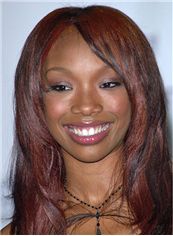 Cheap Medium Straight Red African American Lace Wigs for Women